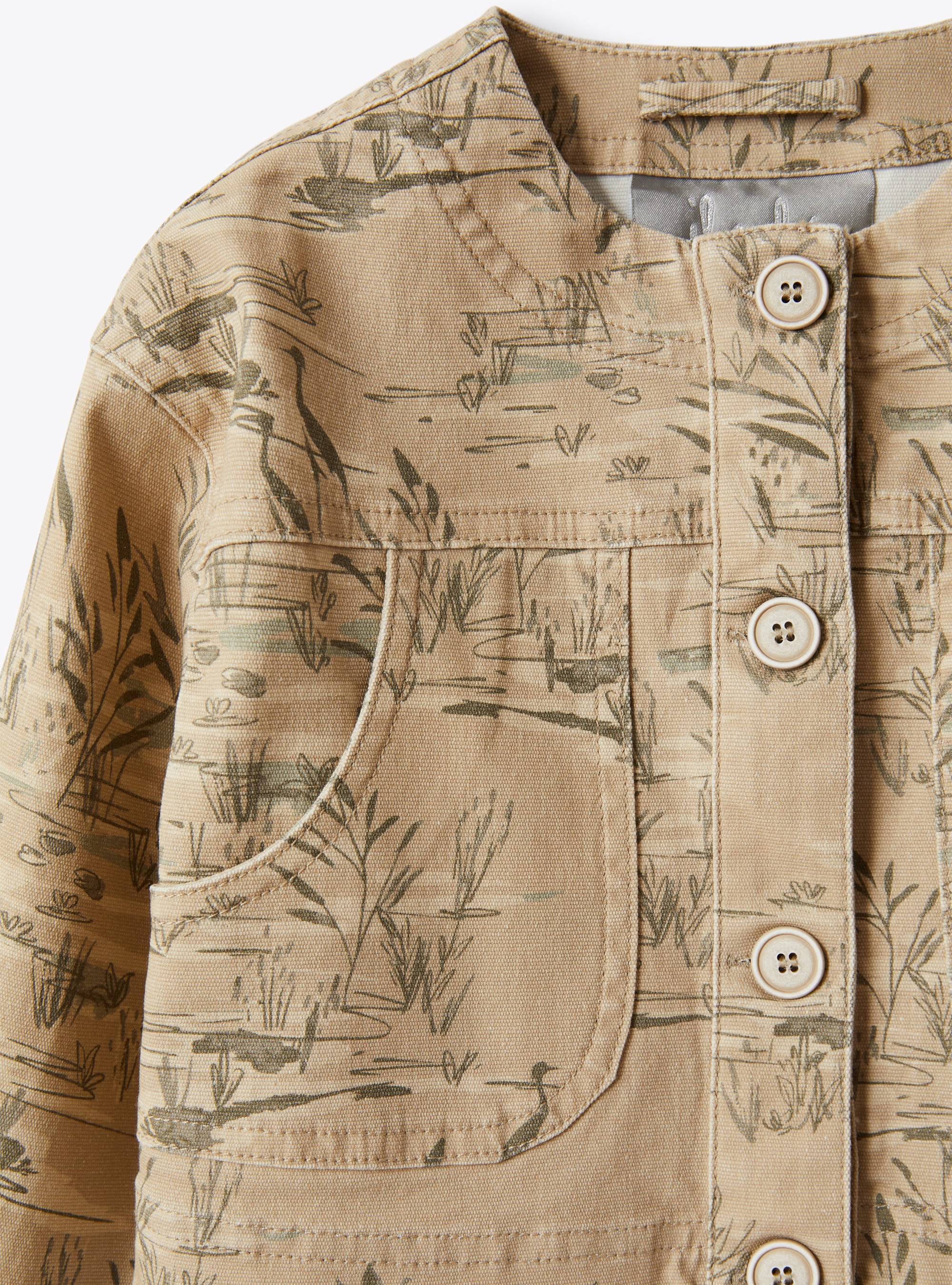 Printed canvas jacket - Dark Beige