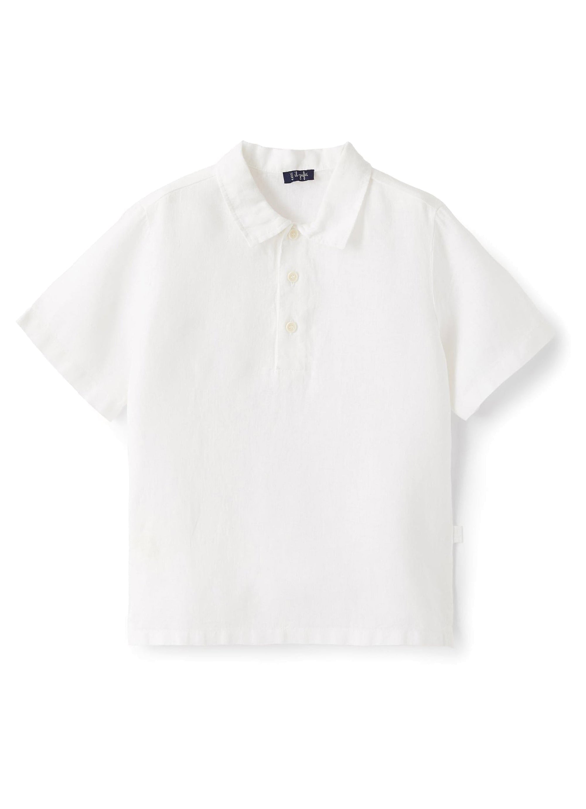 Linen polo shirt - White