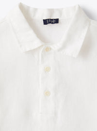 Linen polo shirt - White