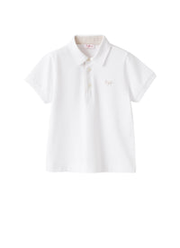 Polo in jersey con profilo in seersucker