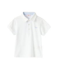 Polo shirt with crepe trim - White & Airforce Blue