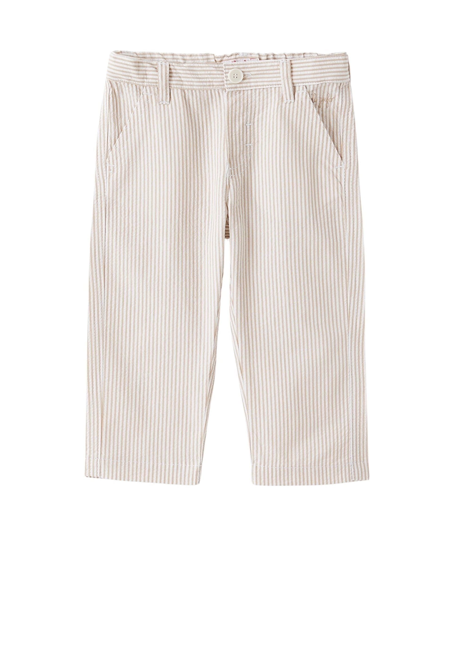 Pantaloni in seersucker beige