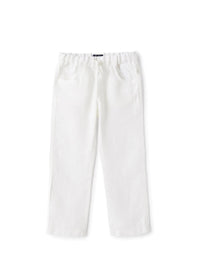 Linen drawstring trousers - White