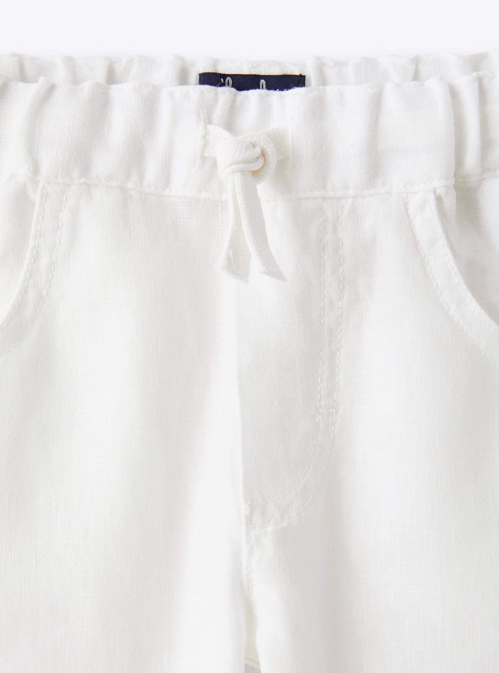 Linen drawstring trousers - White