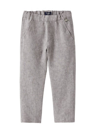 Pantalone carrot fit in lino grigio