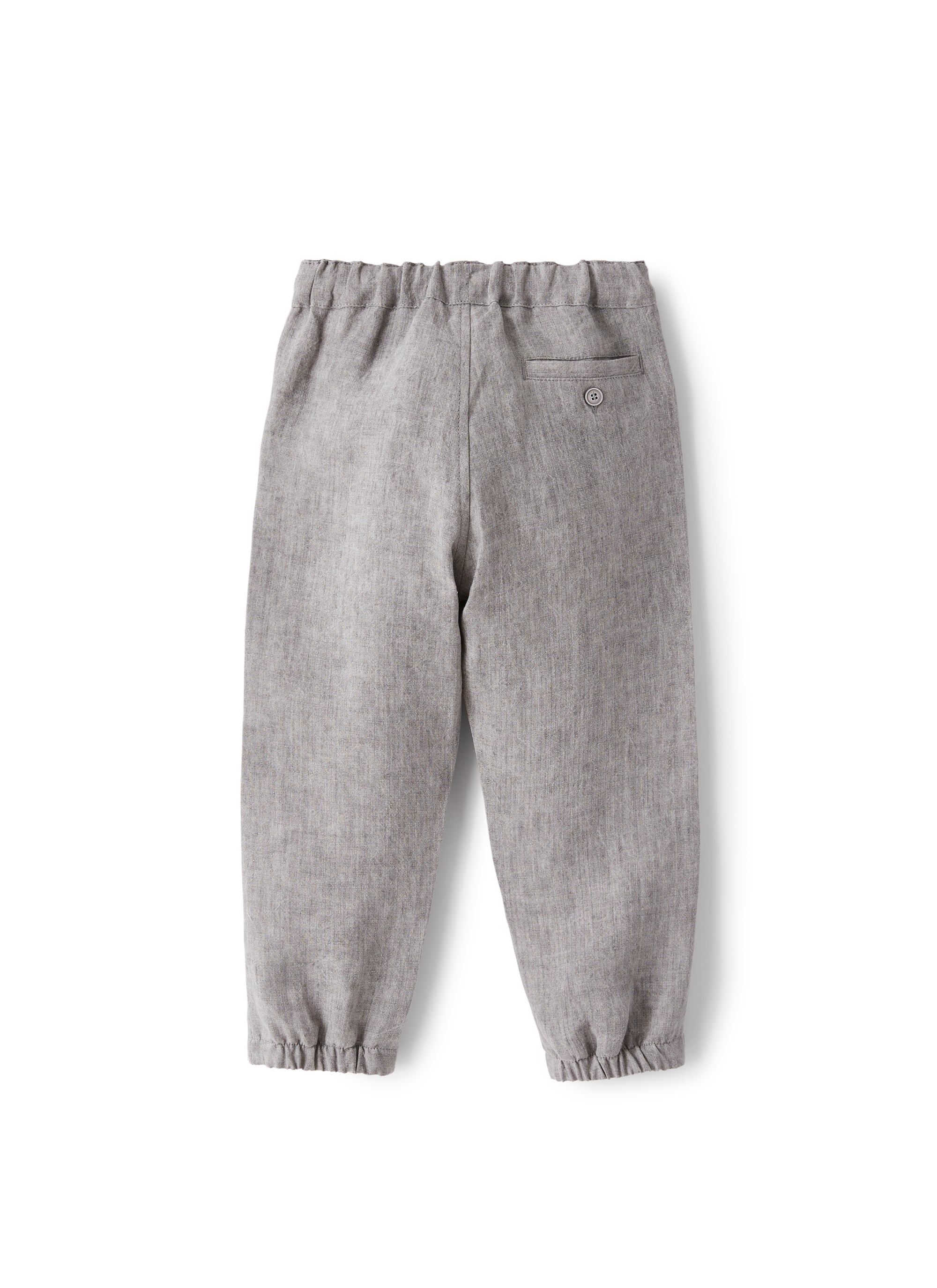 Pantalone carrot fit in lino grigio