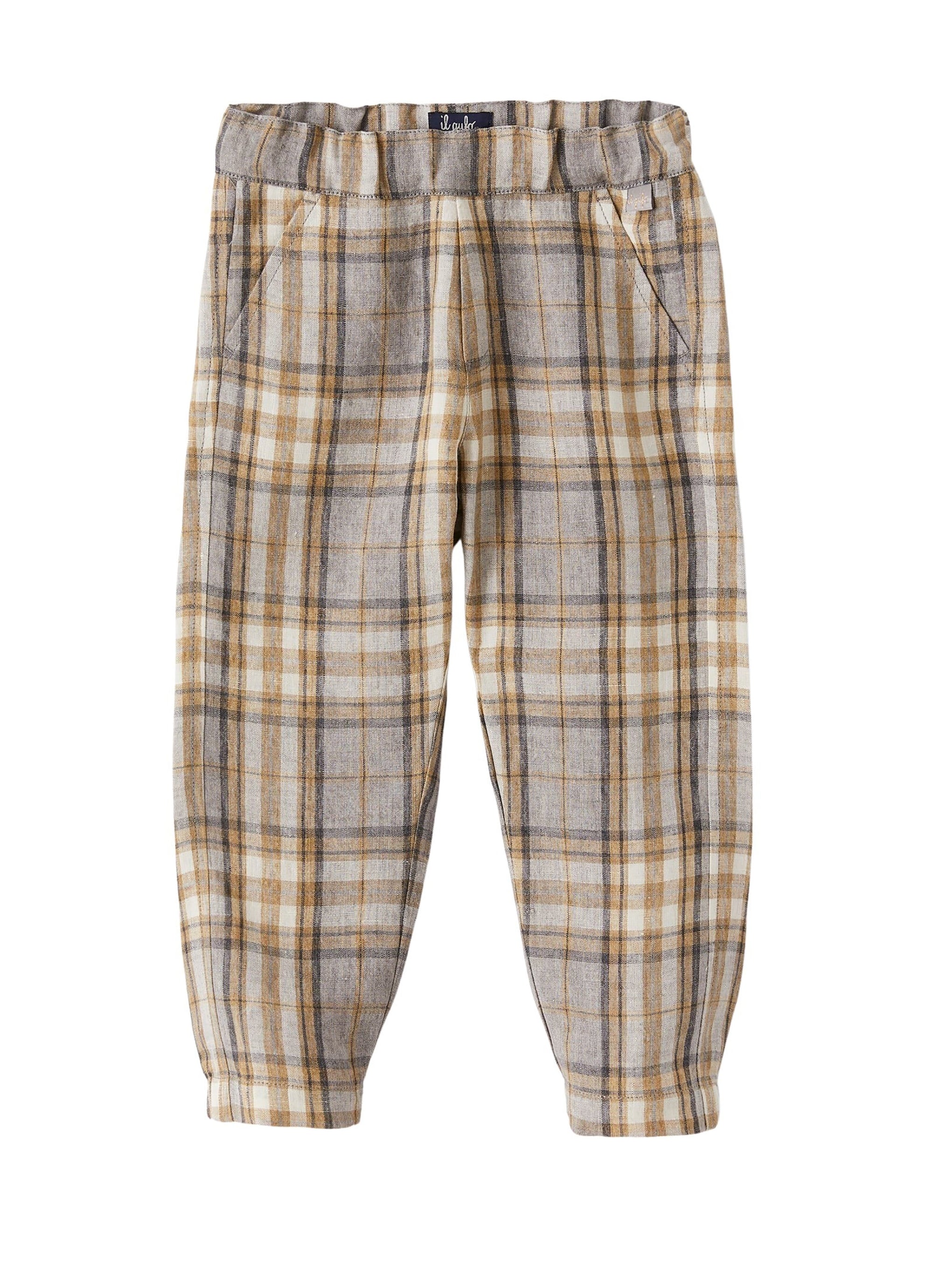 Pantalone in lino stampa madras