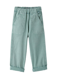 Pantalone baggy in gabardina verde