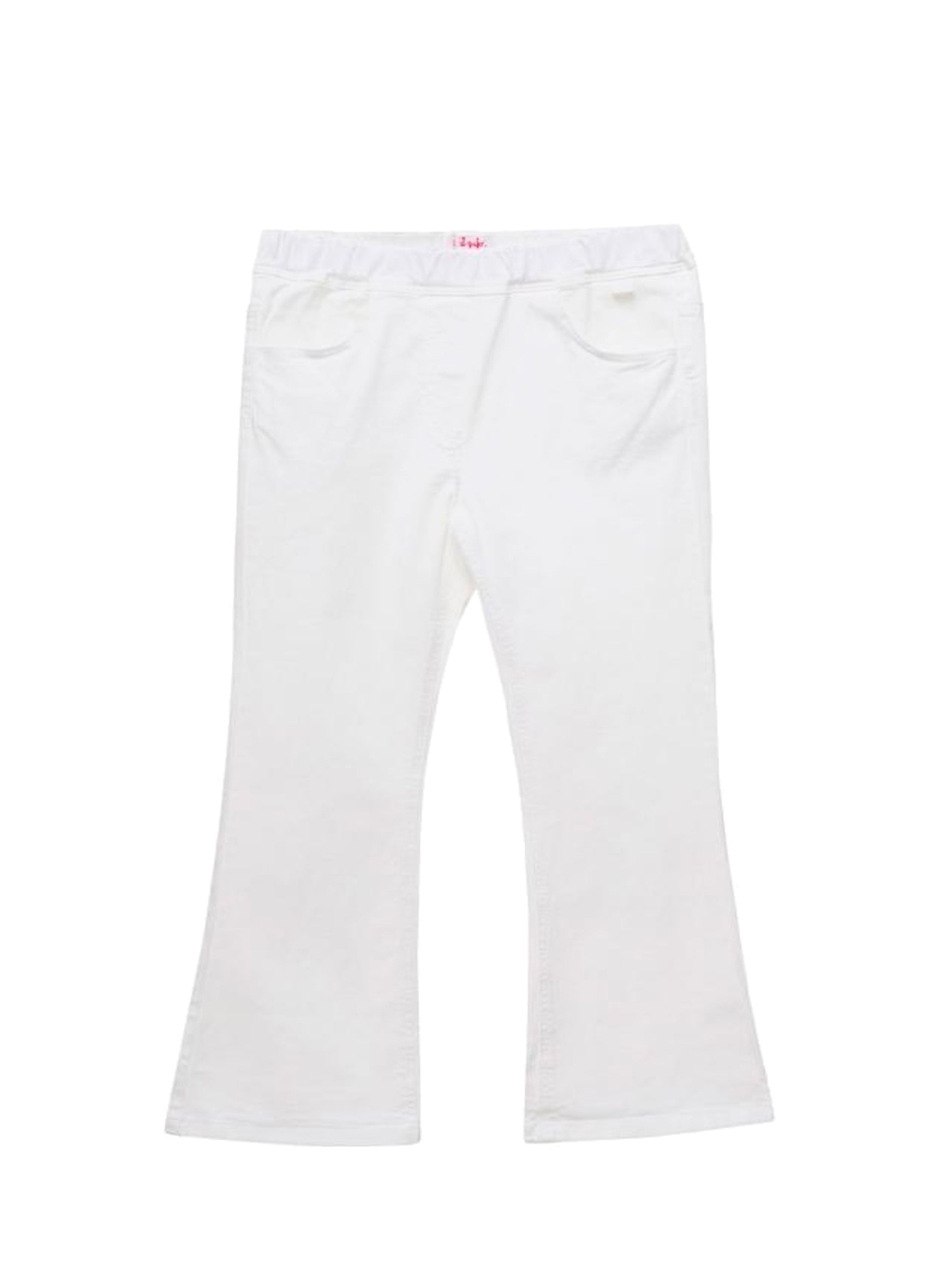 Flared trousers with elasticated waistband - White