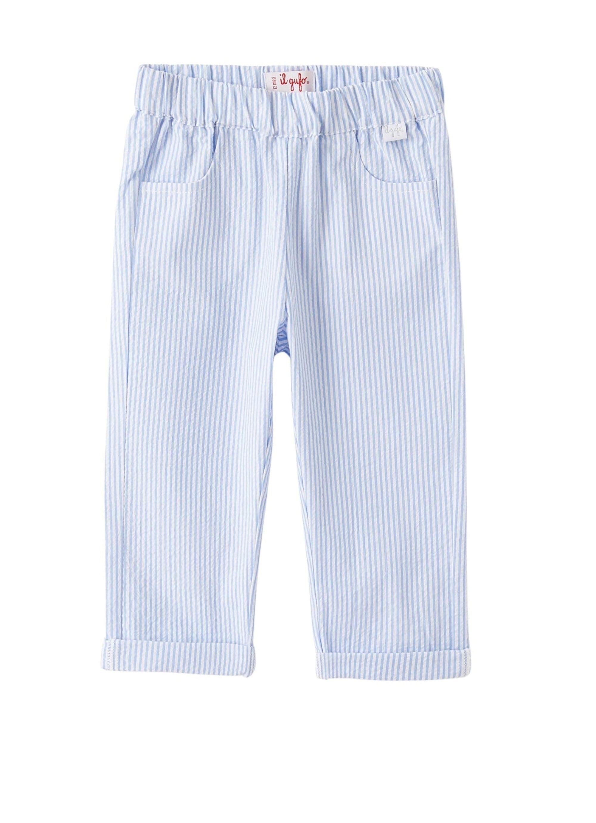 Pantalone in seersucker azzurro