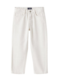 Pantalone in bull di cotone e lino bianco