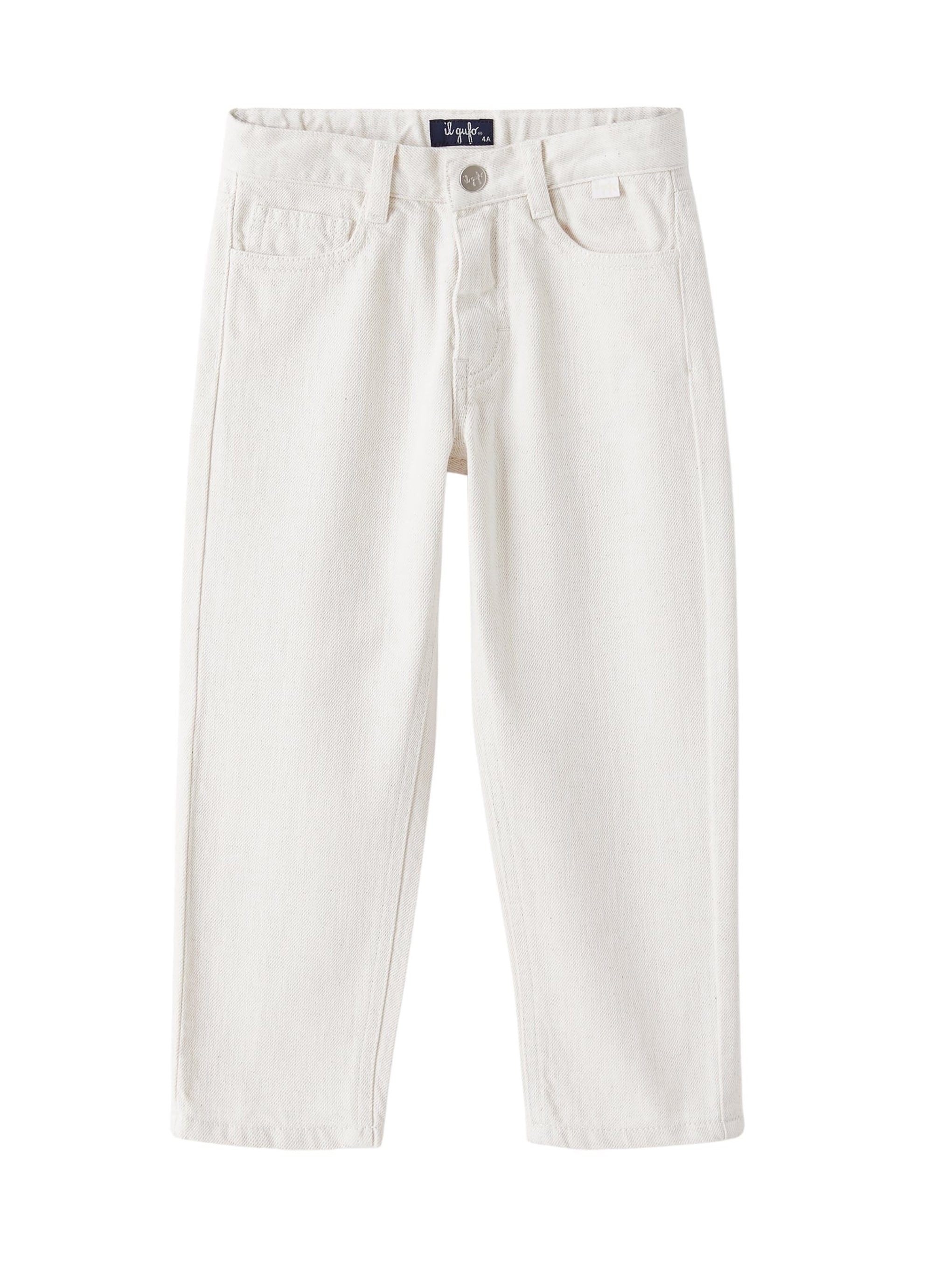 Pantalone in bull di cotone e lino bianco