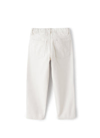 Pantalone in bull di cotone e lino bianco