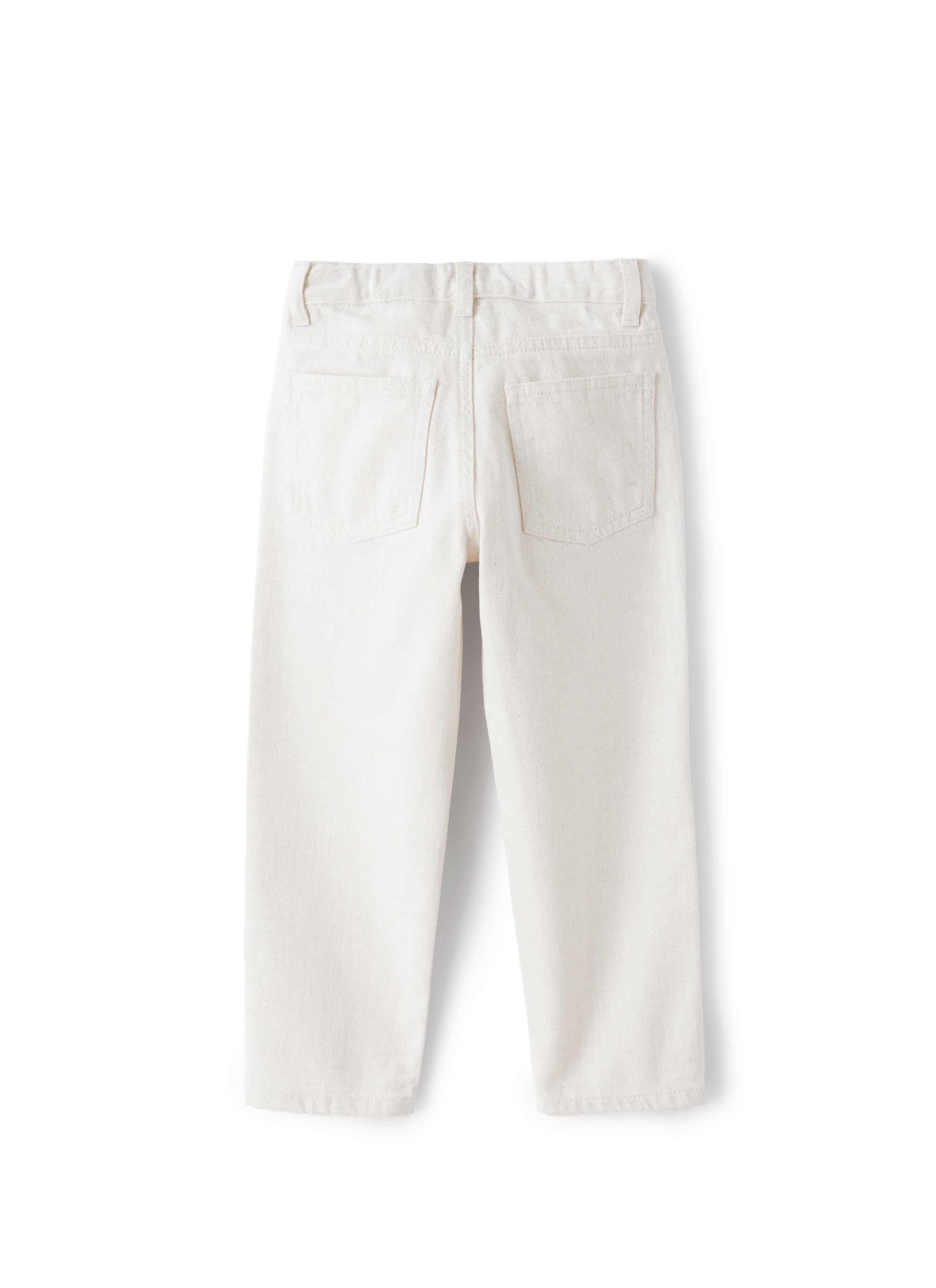 Pantalone in bull di cotone e lino bianco