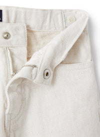 Pantalone in bull di cotone e lino bianco