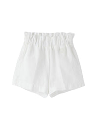 Short in lino tinto capo di colore bianco