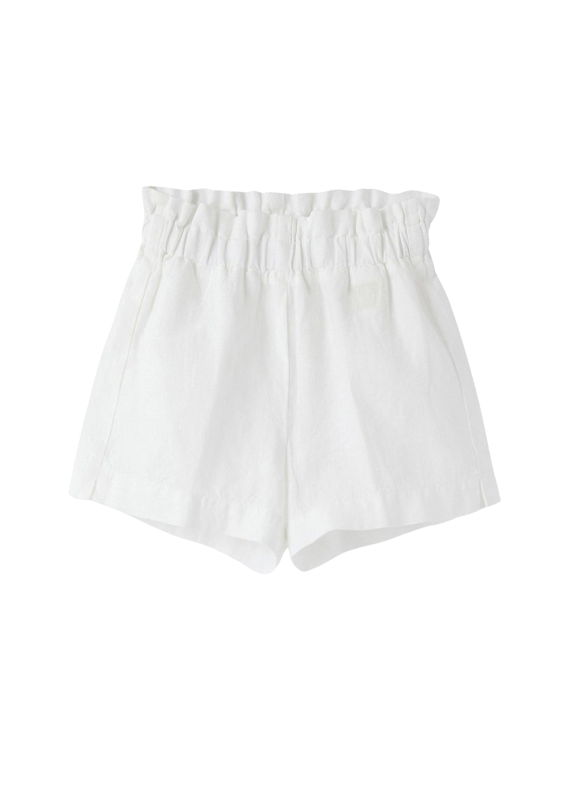 Short in lino tinto capo di colore bianco