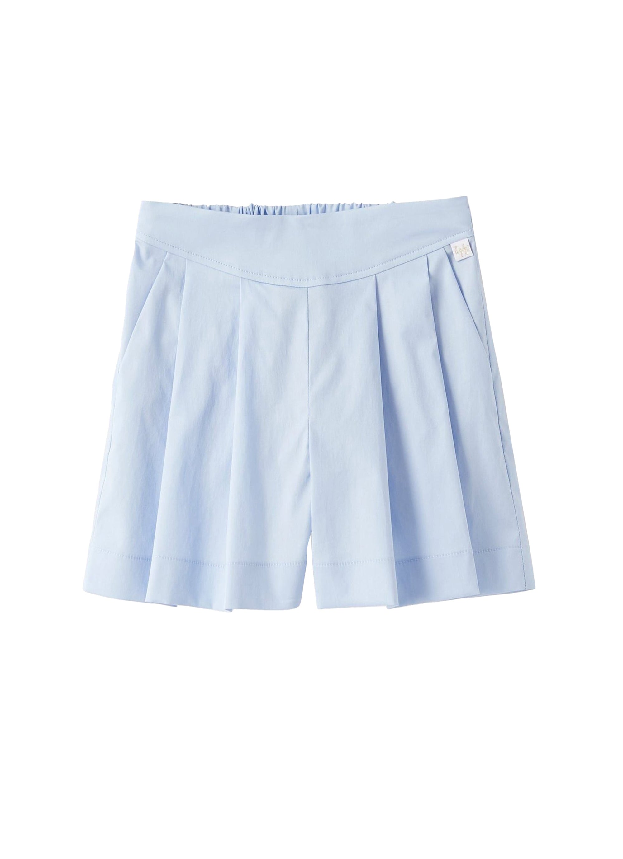 Short in raso di cotone color azzurro