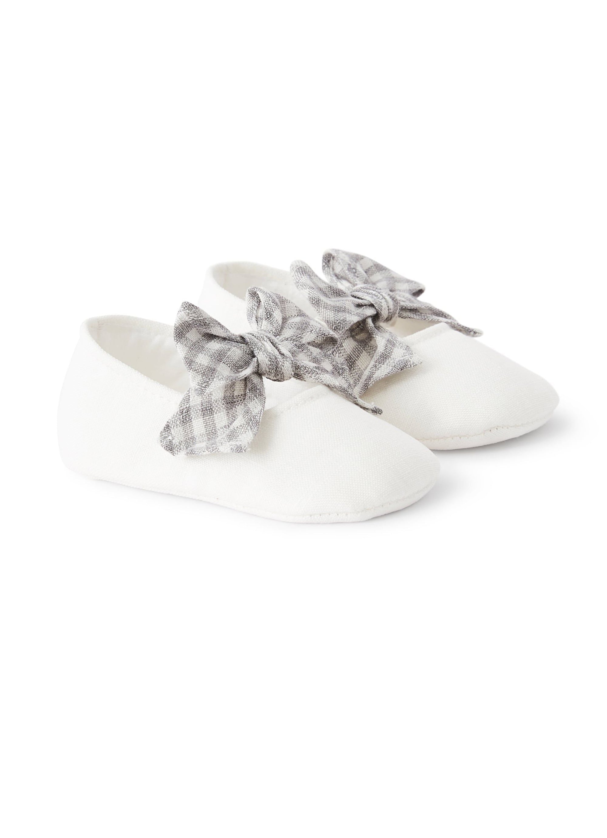 Chaussons à nœud en lin - Milk & Cloud Grey Check