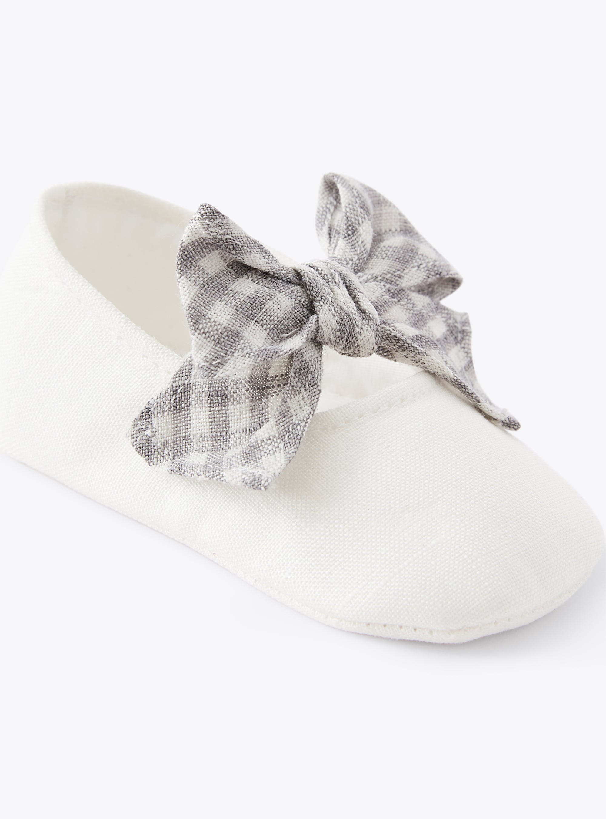 Chaussons à nœud en lin - Milk & Cloud Grey Check