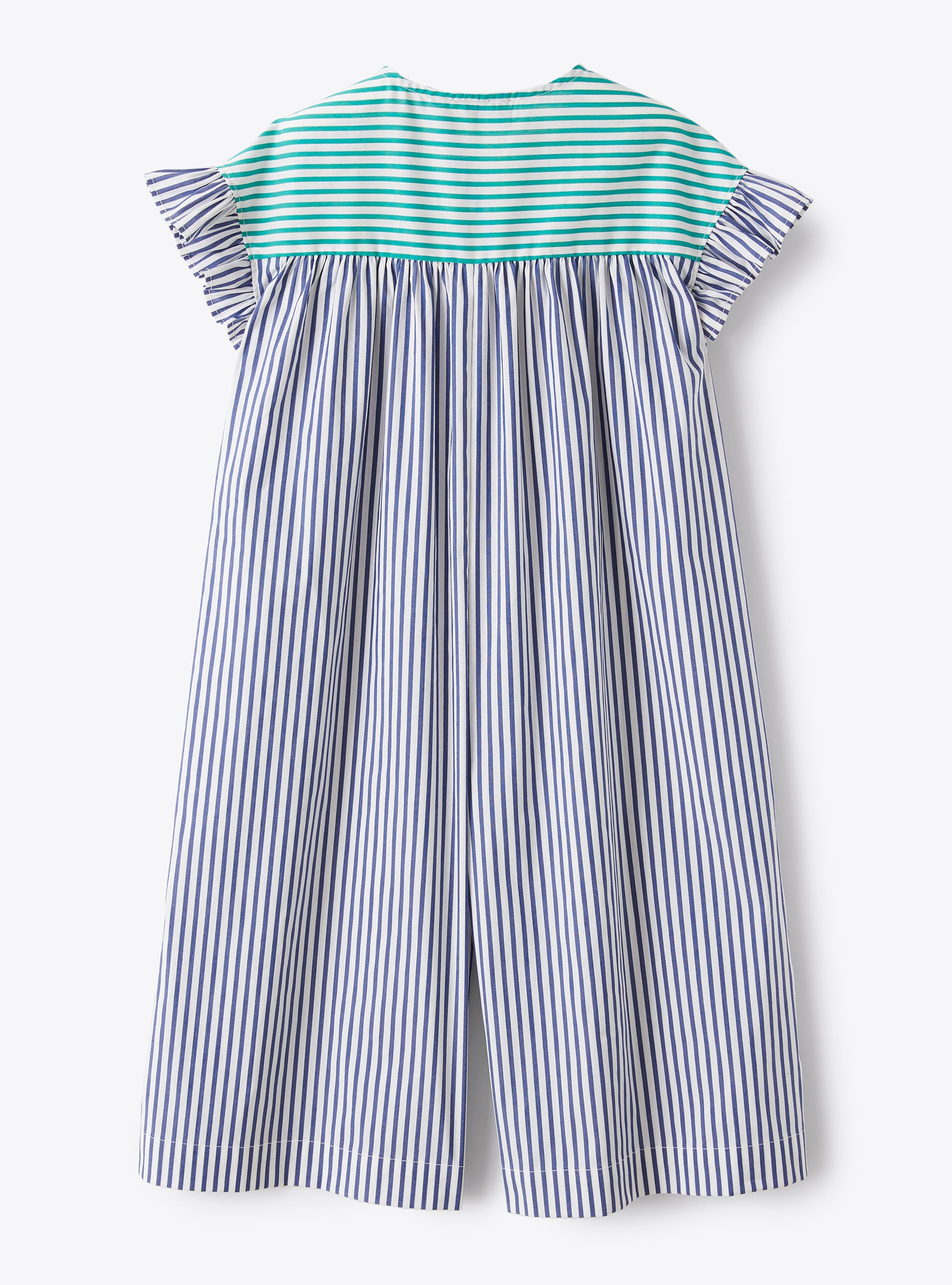 Striped stretch overalls - Blue Denim & Acqua