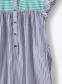 Striped stretch overalls - Blue Denim & Acqua