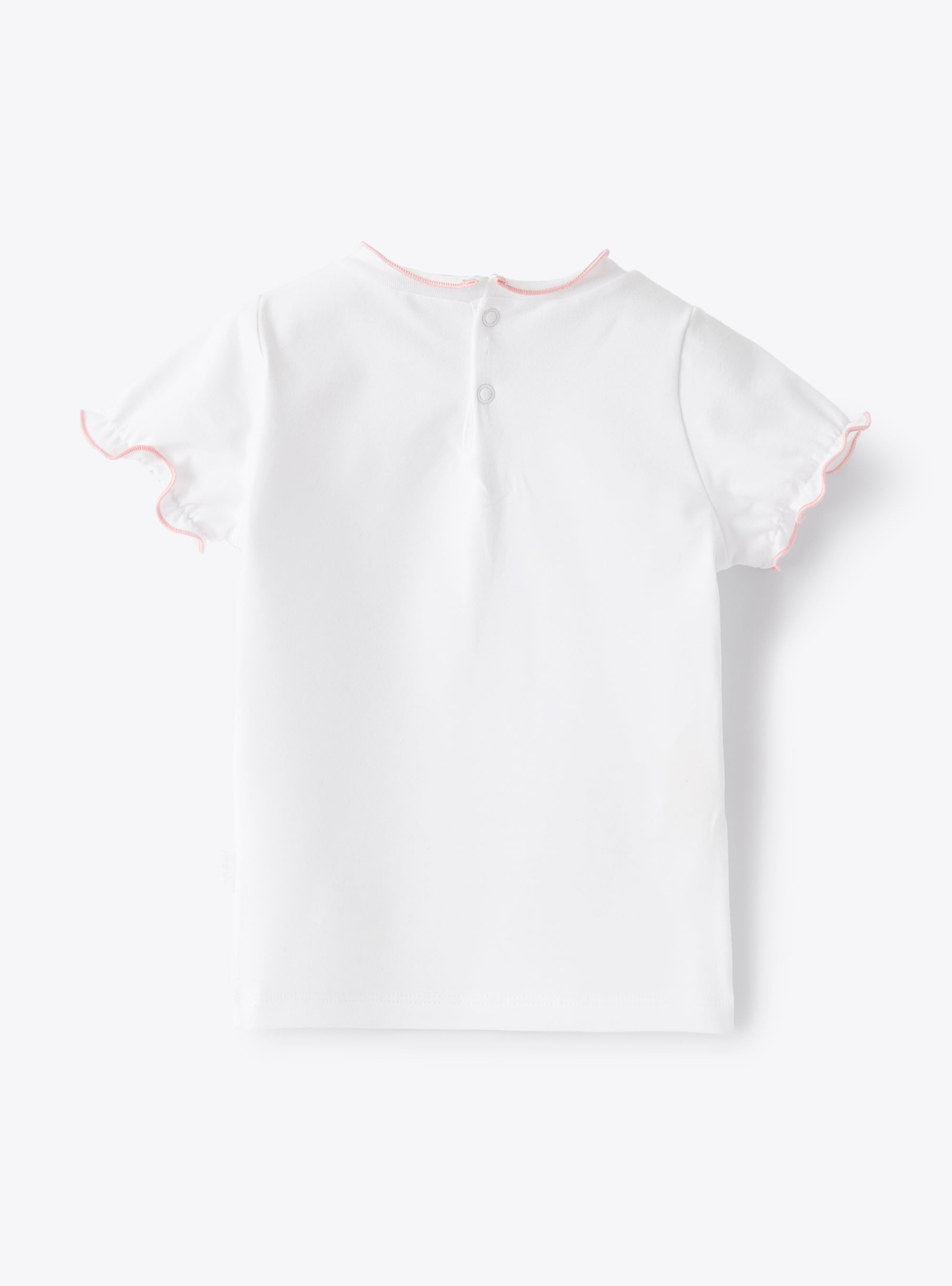 Tonal trim T-shirt - White & Strawberry Red