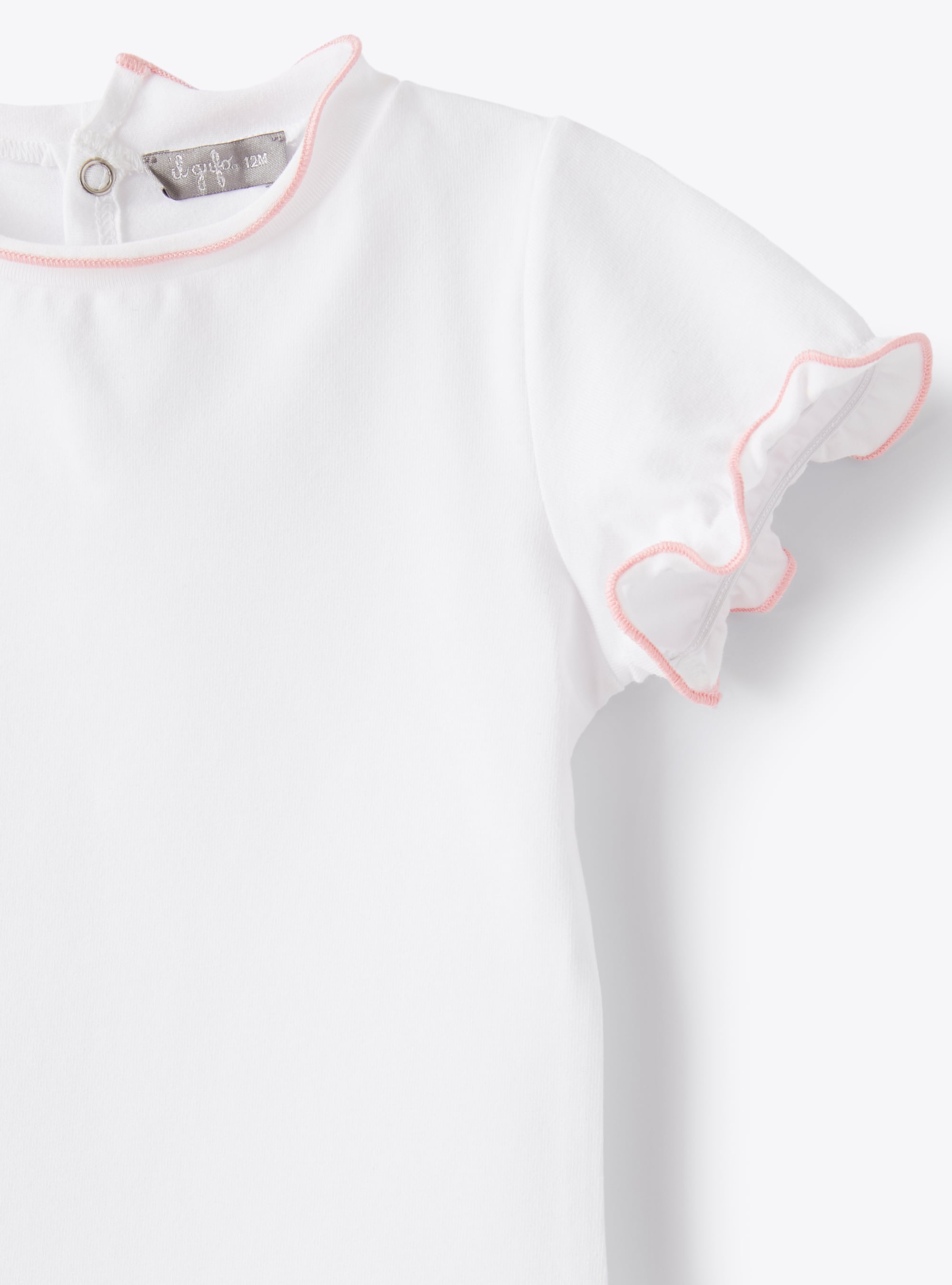 Tonal trim T-shirt - White & Strawberry Red