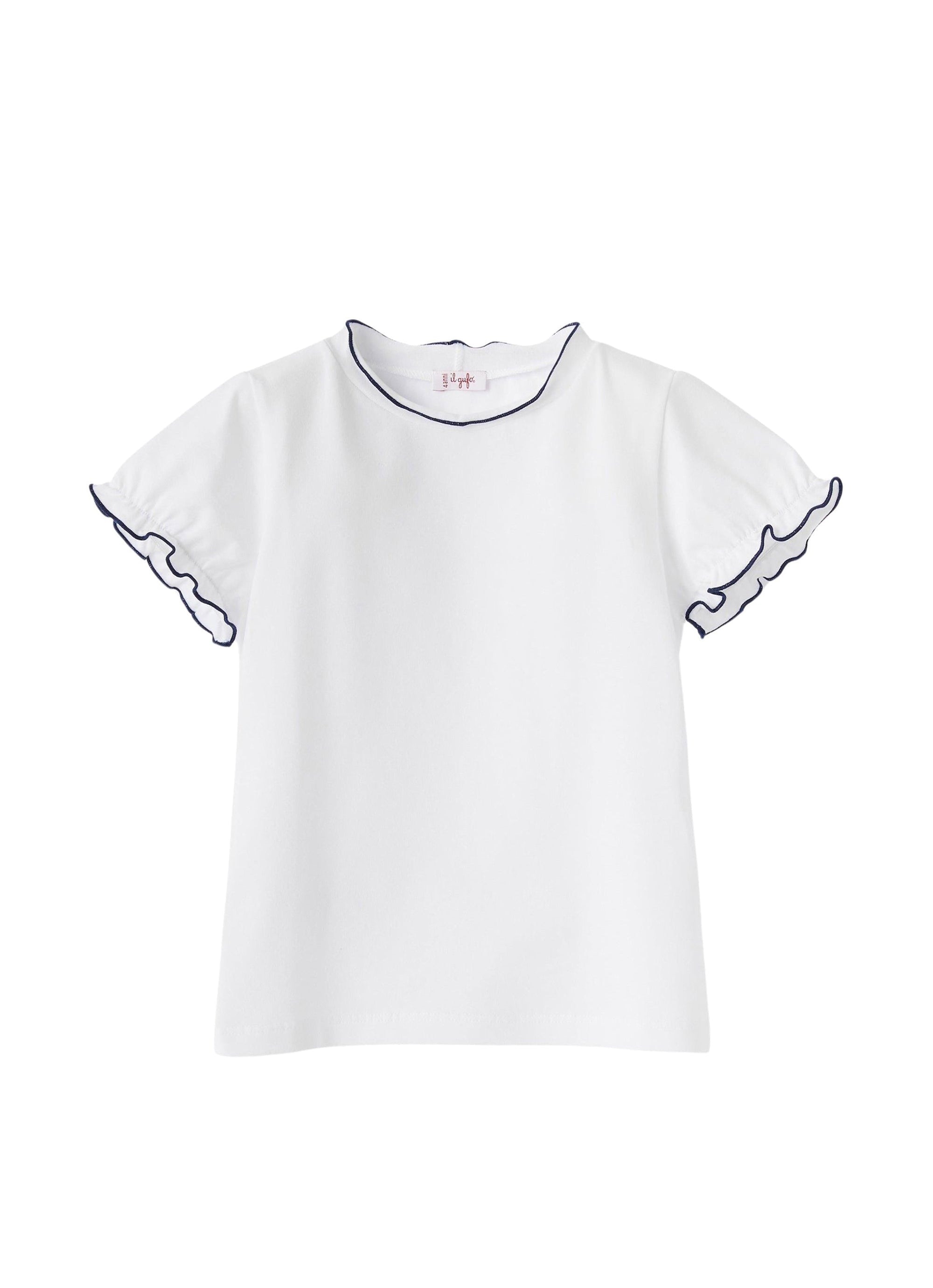 Tonal trim T-shirt - White & Blue