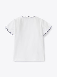 Tonal trim T-shirt - White & Blue