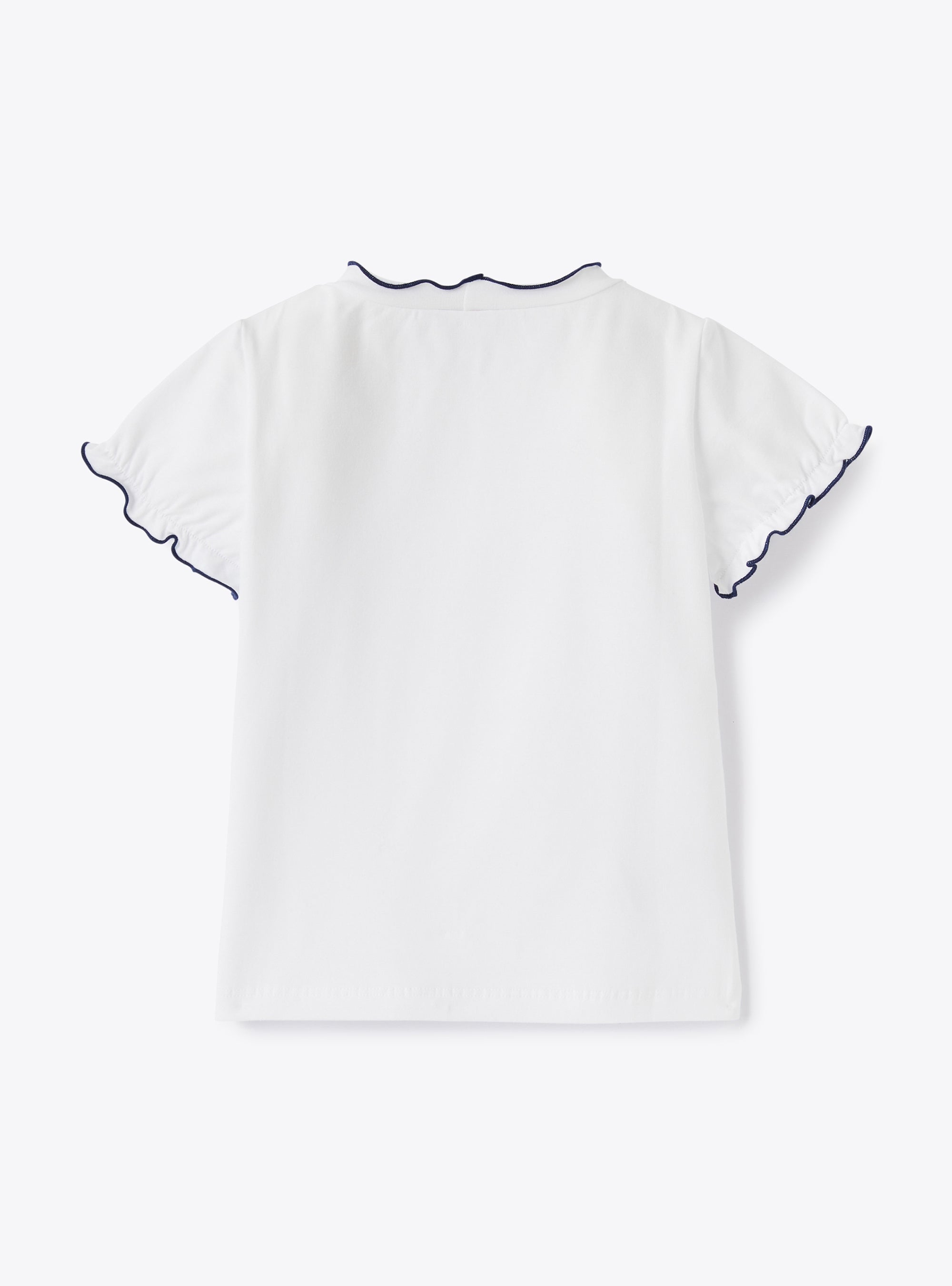 Tonal trim T-shirt - White & Blue