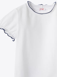 Tonal trim T-shirt - White & Blue