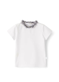 Frayed detail T-shirt - White & Indaco