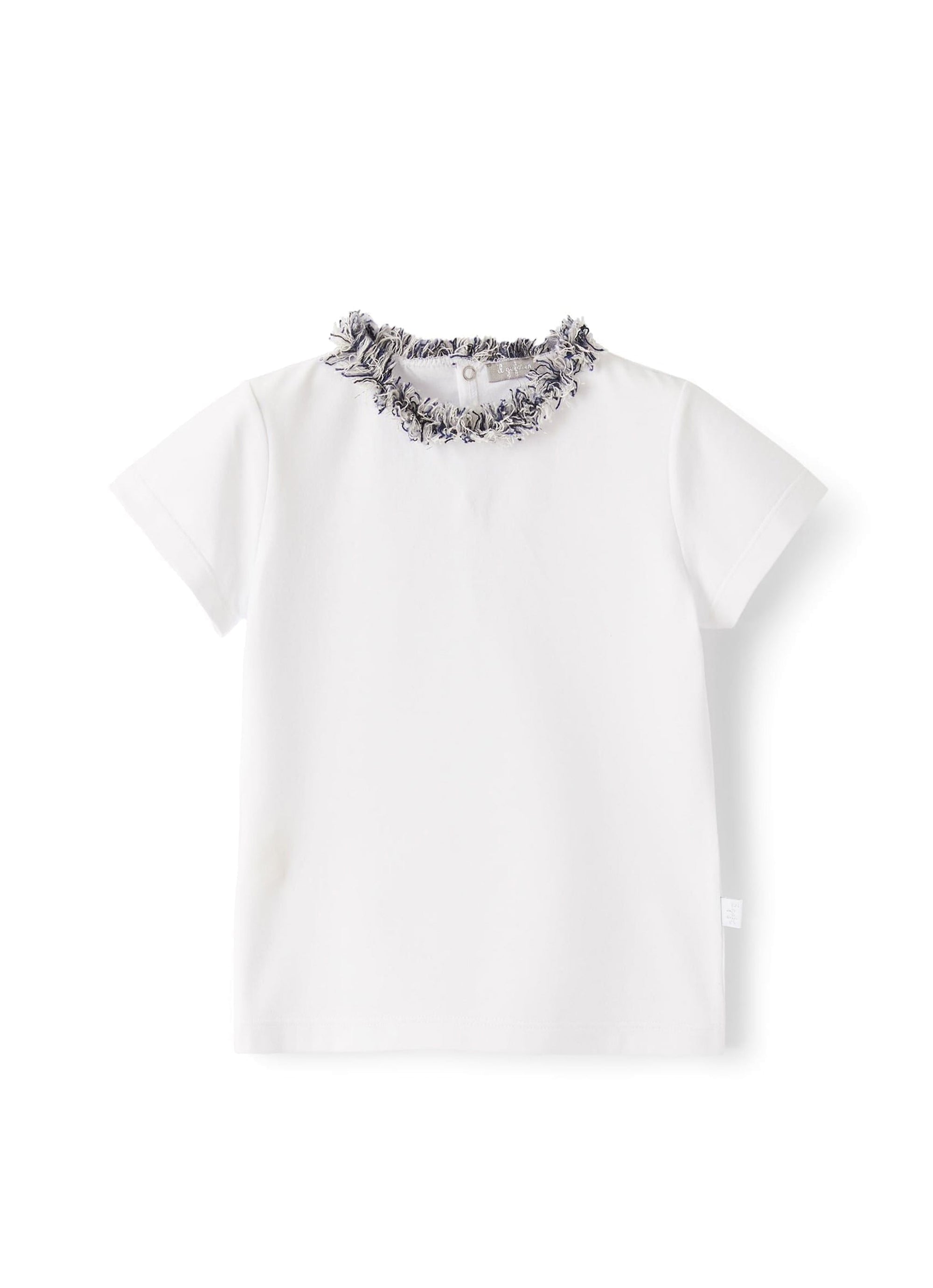 Frayed detail T-shirt - White & Indaco