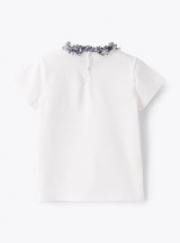 Frayed detail T-shirt - White & Indaco