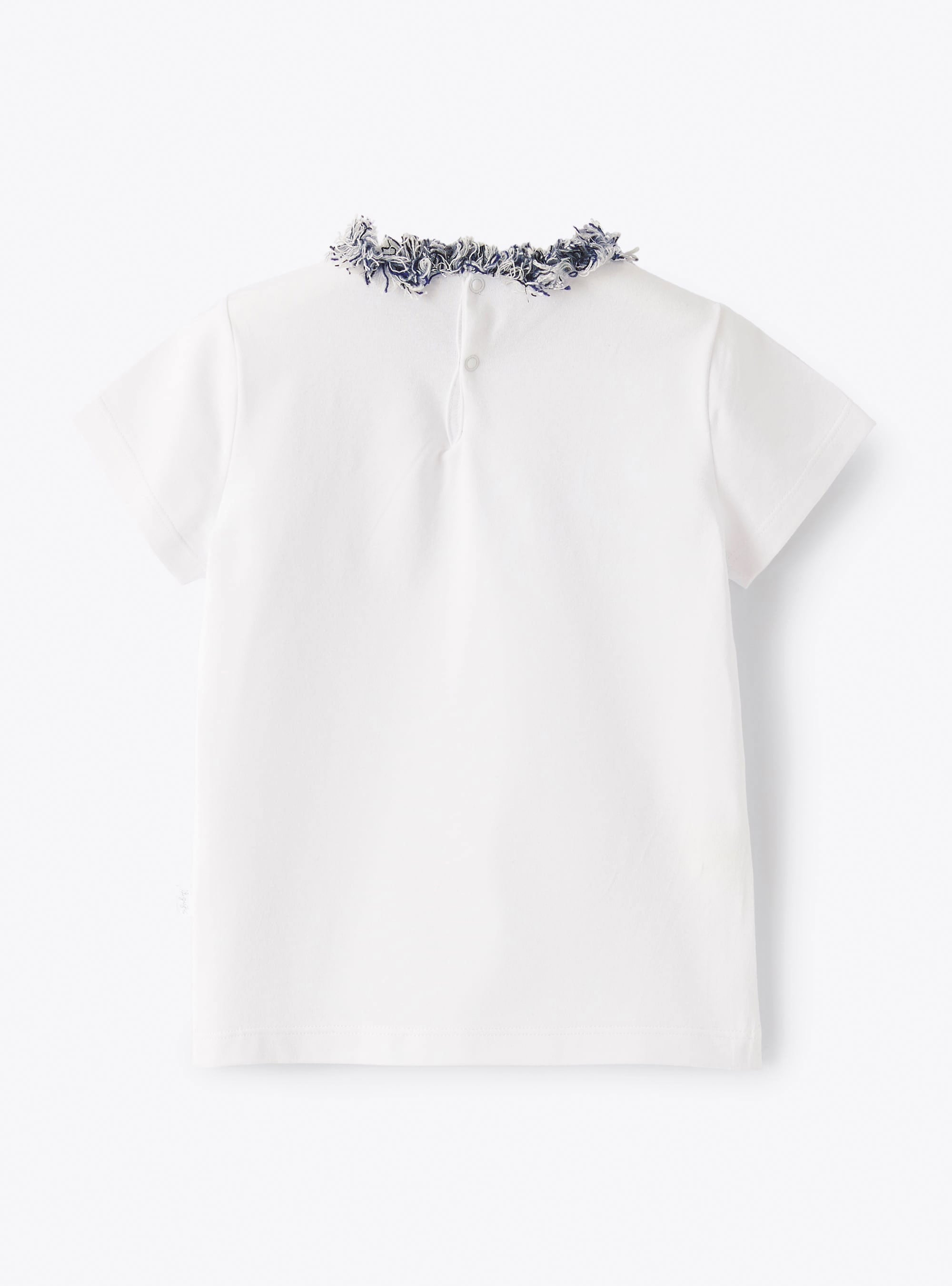 Frayed detail T-shirt - White & Indaco