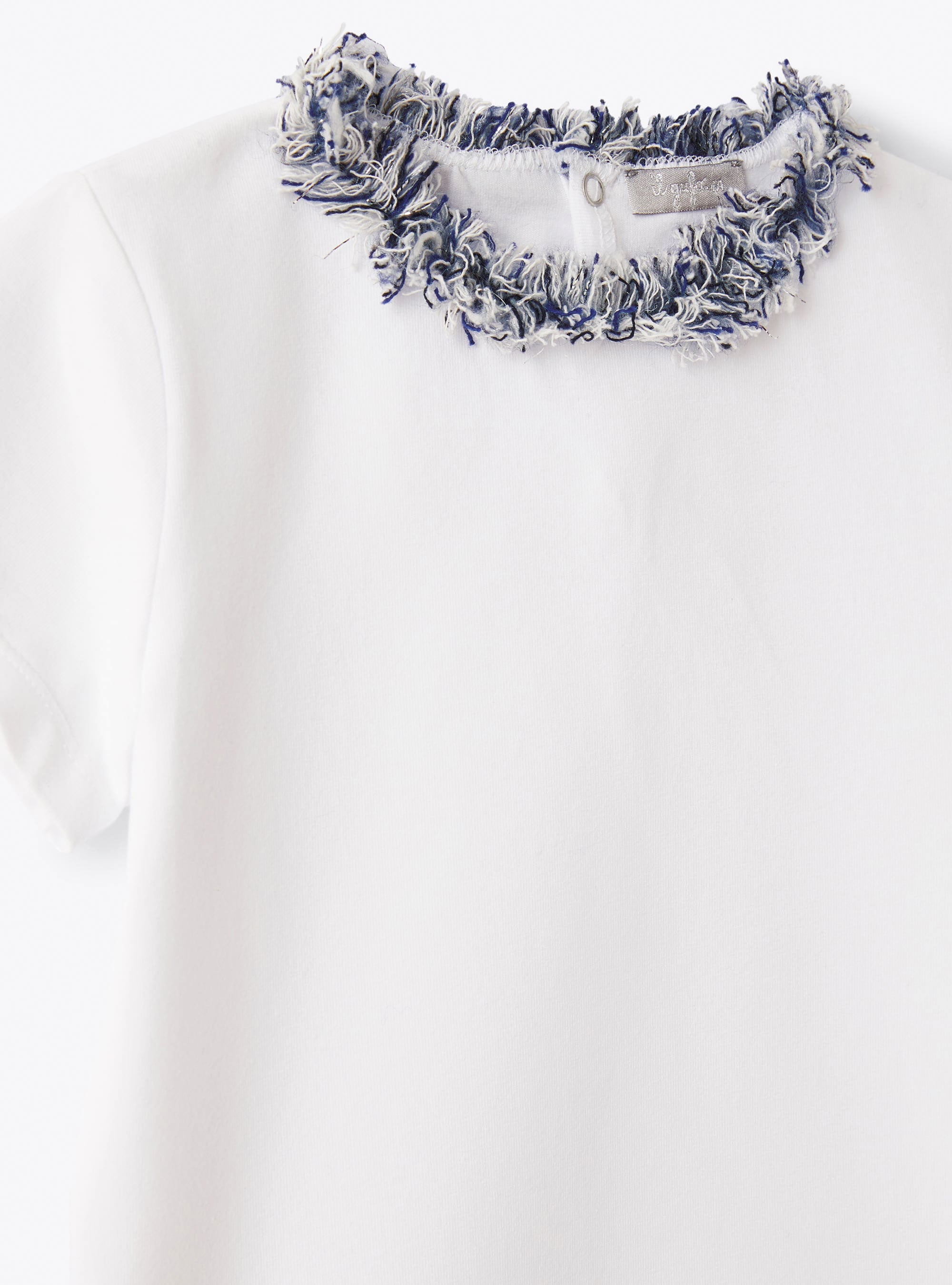 Frayed detail T-shirt - White & Indaco