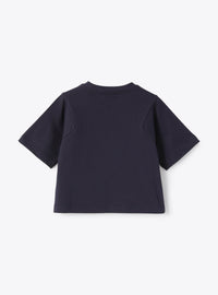 T-shirt blu navy con stampa faro