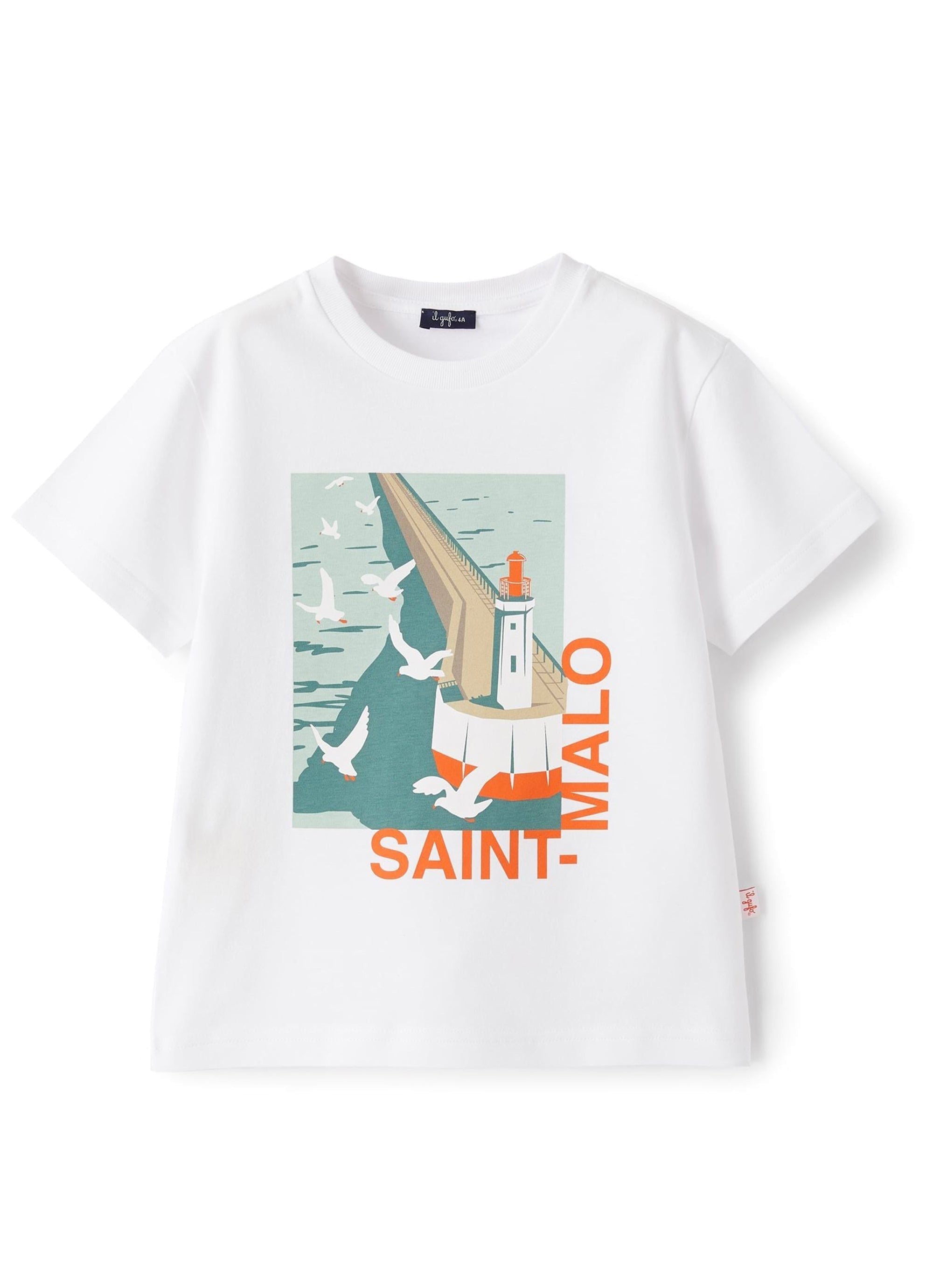 Saint-Malo print T-shirt - White & Orange