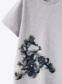 Quad print T-shirt - Nickel Grey & Green