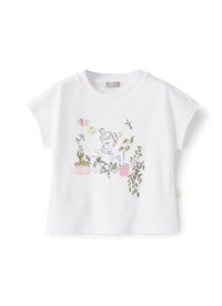 T-shirt with little girl print - White & Salvia