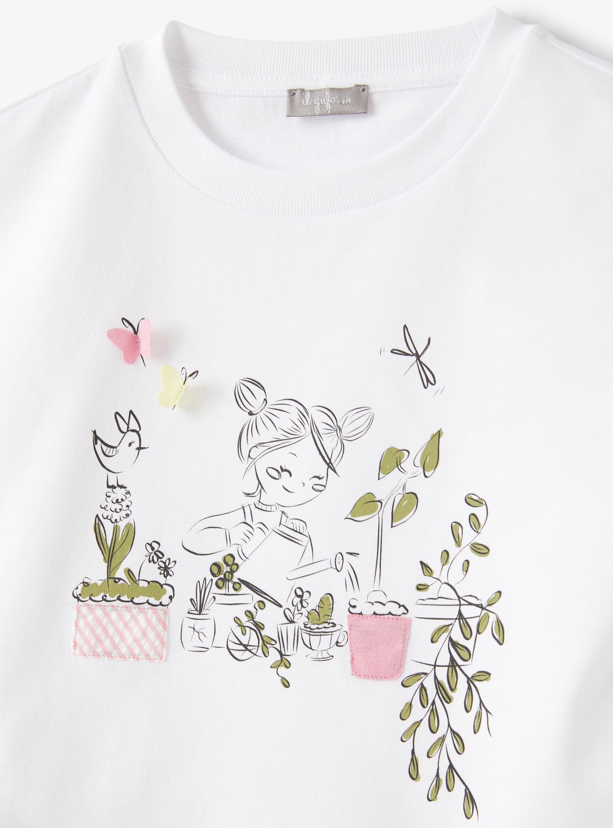 T-shirt with little girl print - White & Salvia