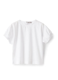 T-shirt with elastic sleeve ends - White