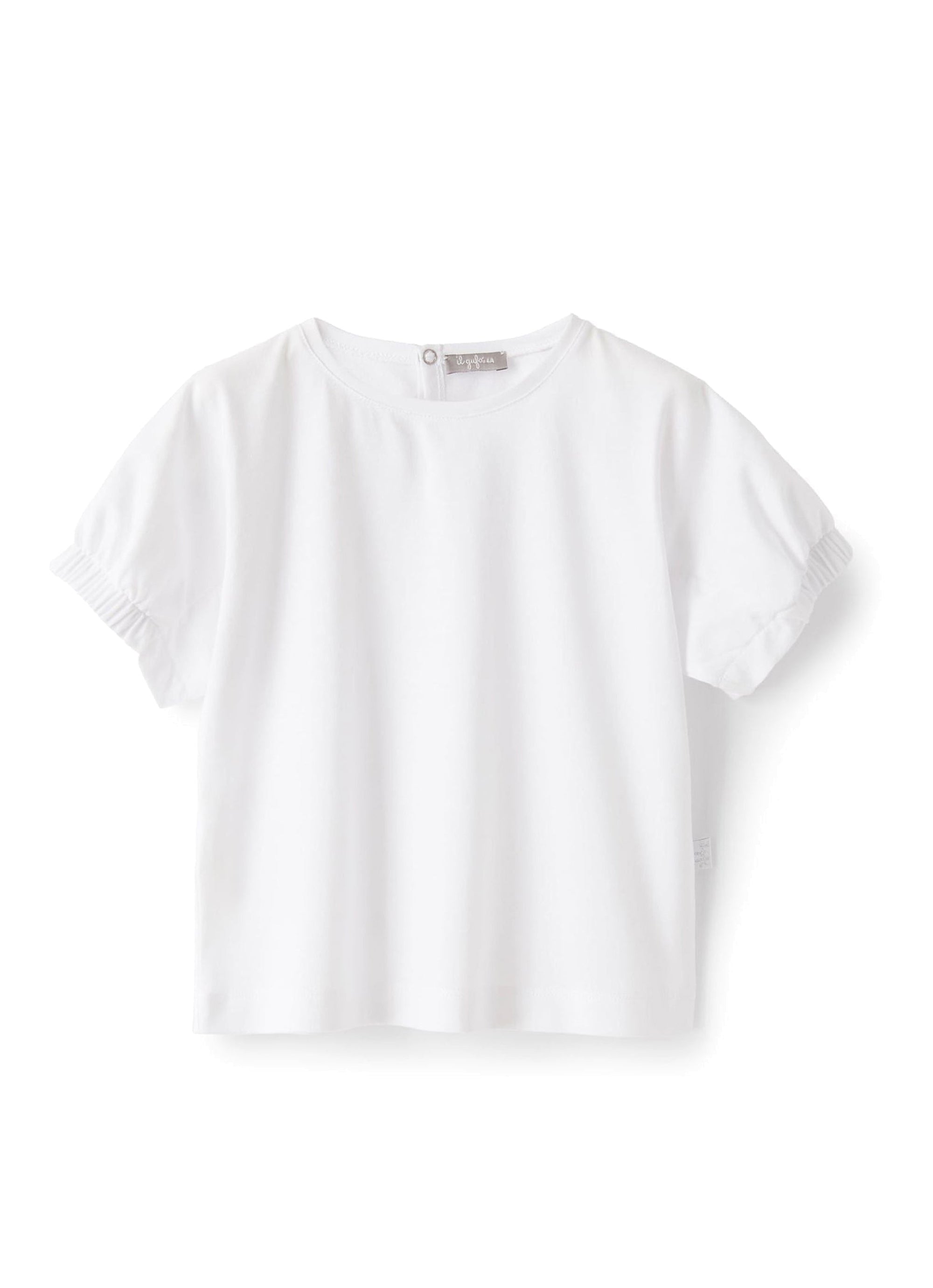 T-shirt with elastic sleeve ends - White