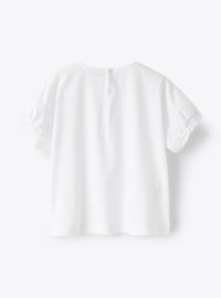 T-shirt with elastic sleeve ends - White