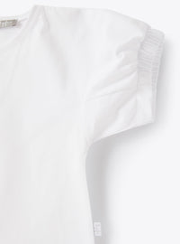 T-shirt with elastic sleeve ends - White