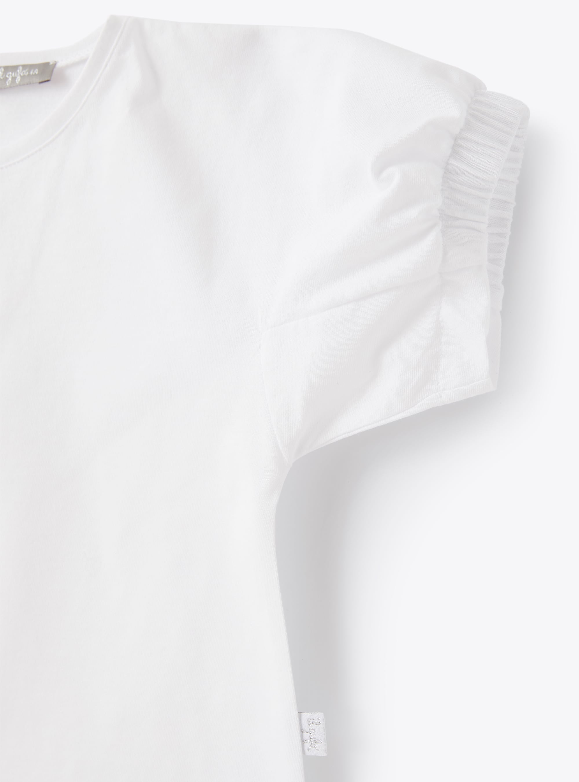 T-shirt with elastic sleeve ends - White