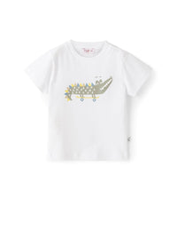 Crocodile print T-shirt - White & Green