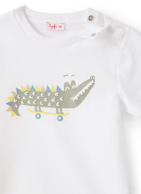 T-shirt da neonato con stampa coccodrillo