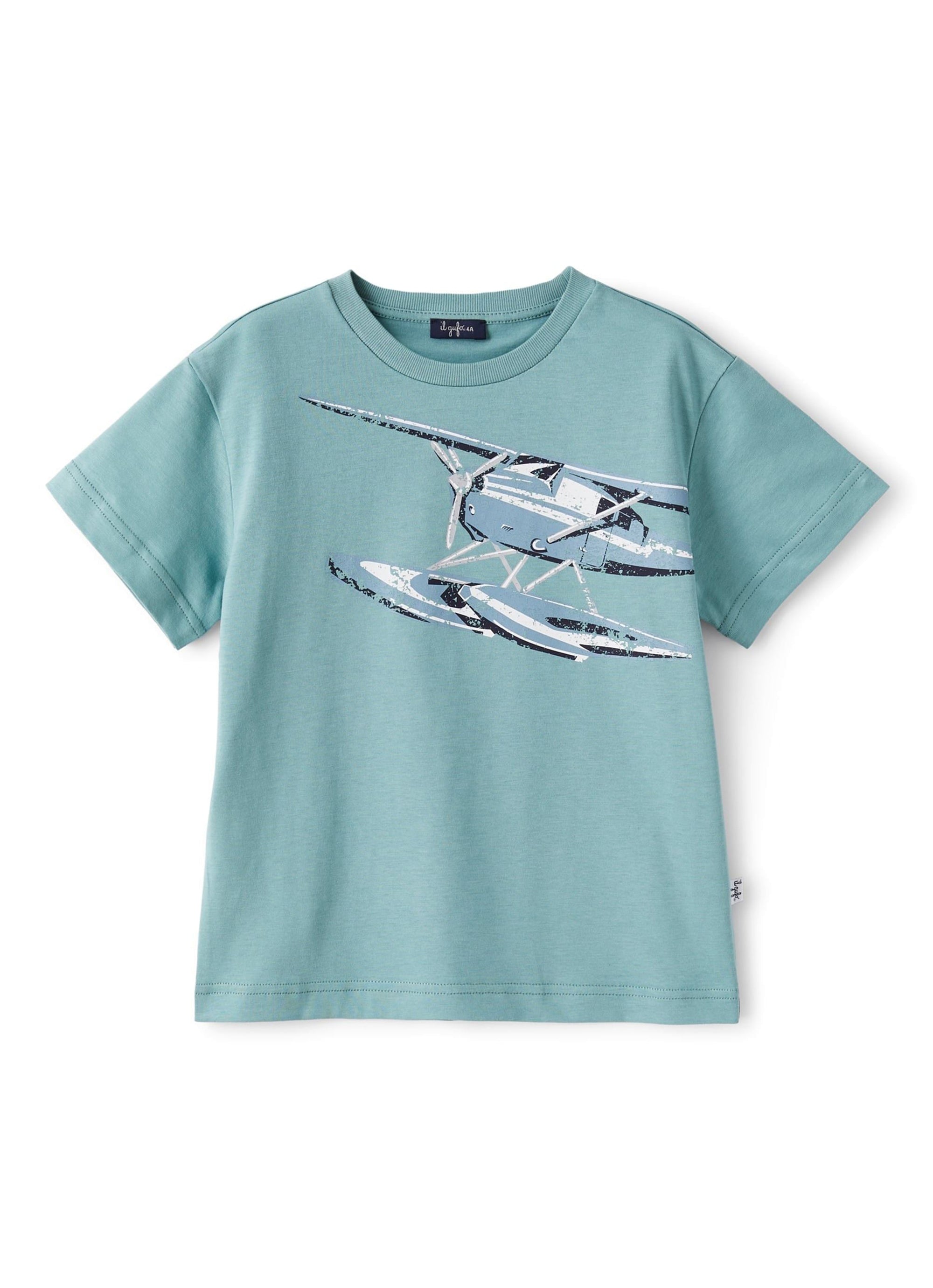 T-shirt à impression d'hélicoptère - Sage Green & Sky Blue